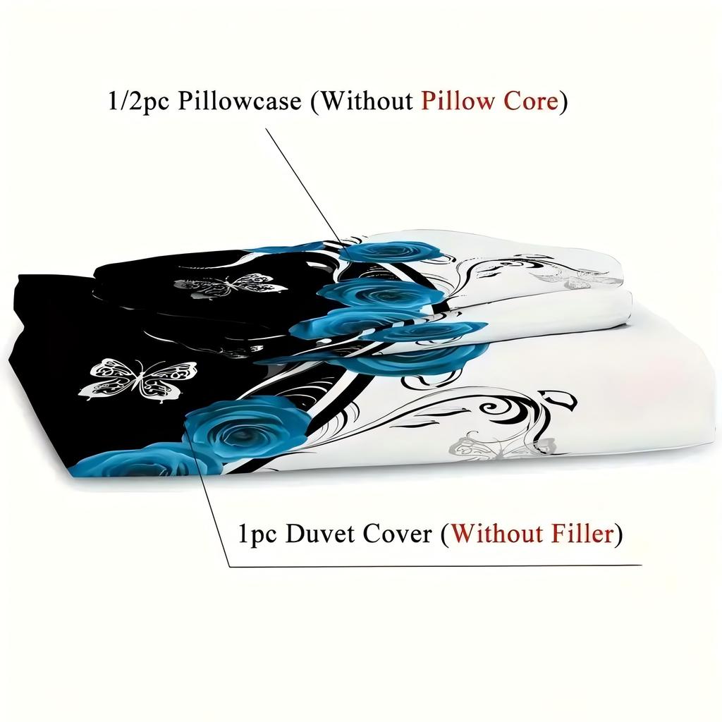 White Butterfly Blue Flower 3D Printed Quilt Cover Beautiful Floral Bedding Cover Pillowcase Luxury Home Textiles Duvet Cover