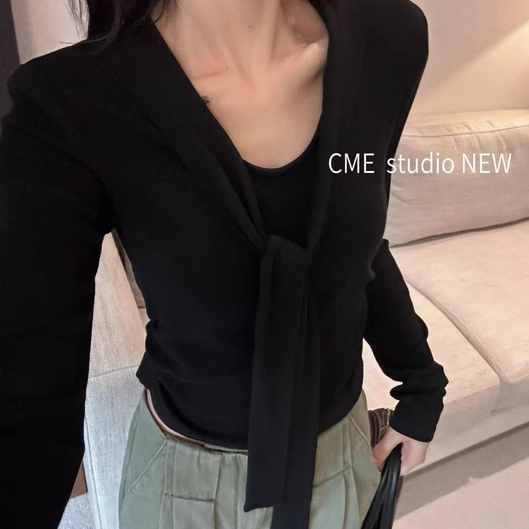 

Korean Influencer Style Shawl T-shirt: Women s Long Sleeve Two-Piece Look with Slimming Fit and Flowing Ribbon Detail 2XL (65-75 kg)