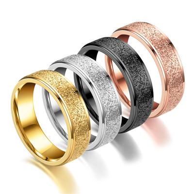1Pcs 6mm Stainless Steel Frosted Ring Step Plain Ring Simple Fashion Titanium Steel Ring