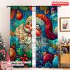 2pcs 2D Flat Printing Merry Christmas Popular Drapes Father Christmas Versatile Durable Polyester Without Electricity Holiday