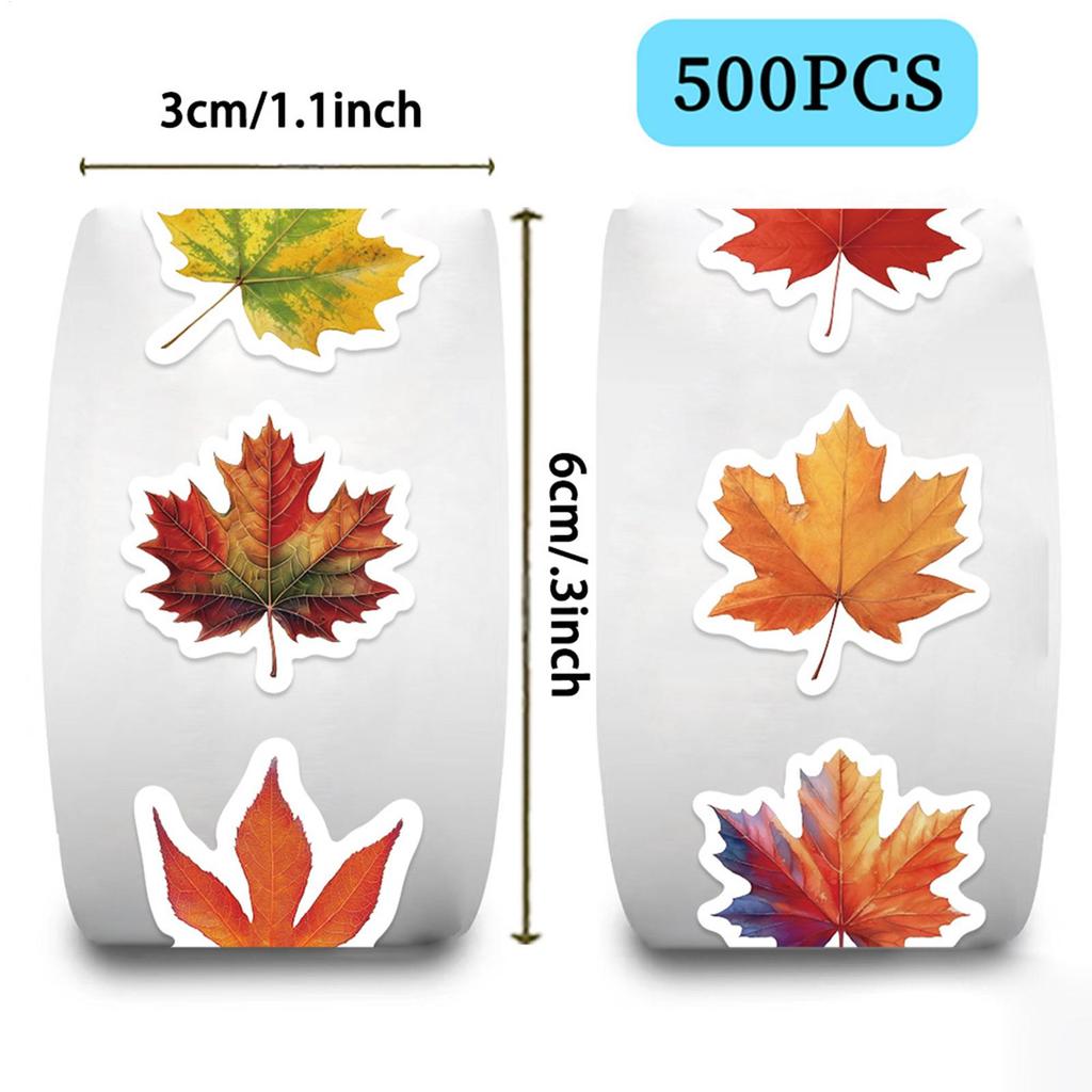 500 Pieces Autumn Stickers Maple Leaf Laptop Stickers Decal Roll For Fall Thanksgiving Water Bottle Planner Letter Scrapbook