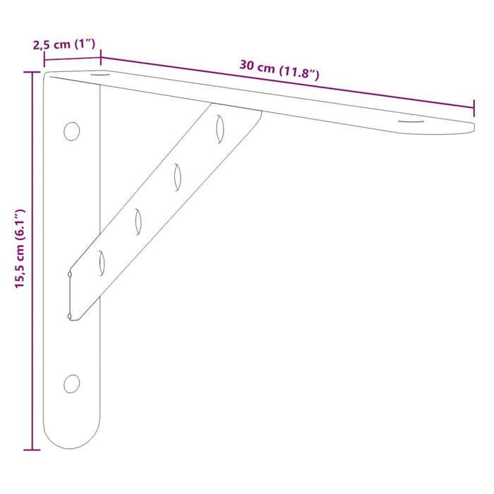 VidaXL Shelf Brackets 4pcs 30x2.5x15.5cm Silver Stainless Steel, Wall Mount, Wall Shelf Bracket,, Bracket 30299
