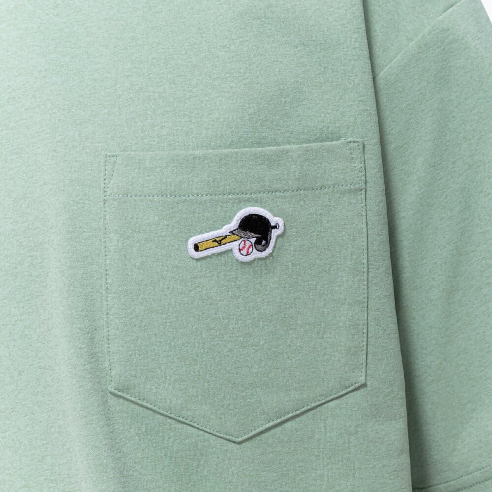 Mizuno Baseball T-Shirt, Unisex, 12JACT81, Frosty Green, Size M, Exclusive to Mizuno Direct Stores