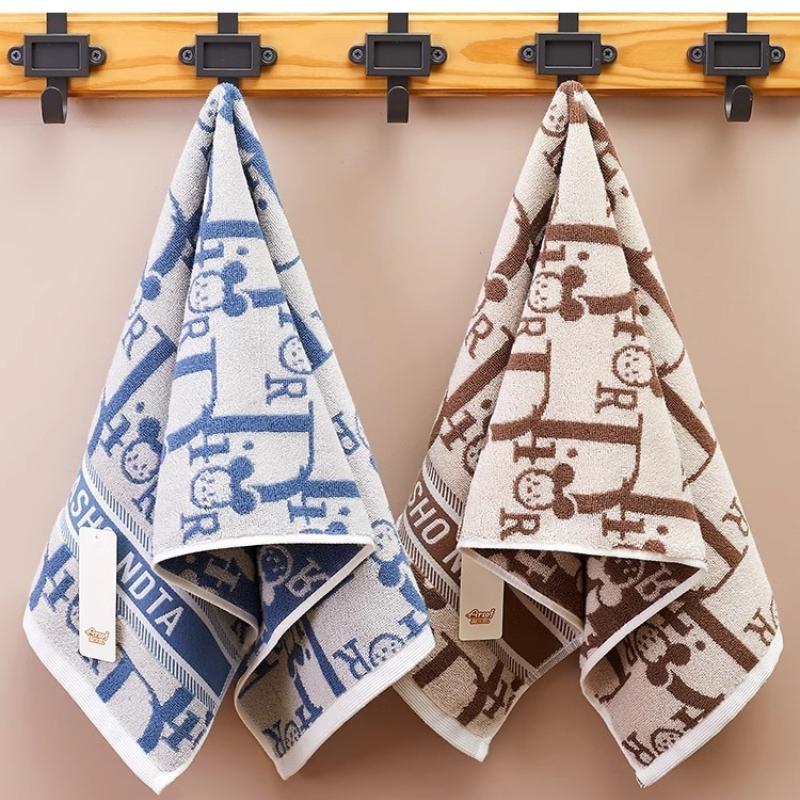 34 X 74cm Cute Cotton Hand Towels Pack of 2, Cartoon Animal Soft Towel for Women Girls, 100% Cotton Cherry Decorative Towels for Bathroom