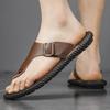 Übergröße Mode Weiches Leder Herren Flip-Flops Outdoor Wasserdichte Strandsandalen Sommer Herren Hausschuhe