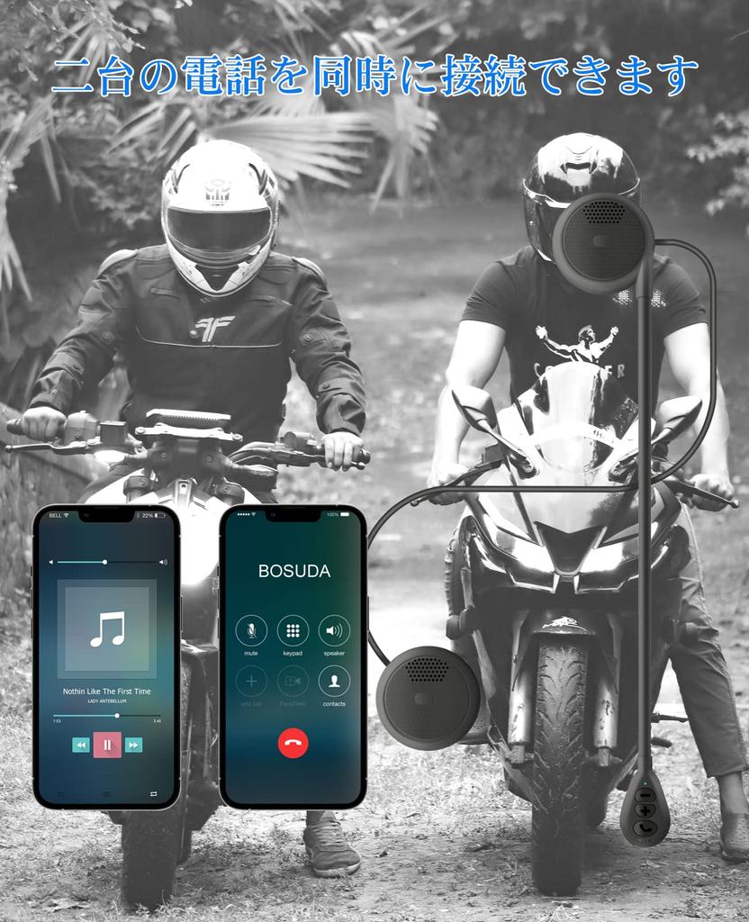 SETHDA Motorcycle Bluetooth Automatic Wireless Earphones with Slim Helmet Bluetooth Music Noise Dual Device Motorcycle Headset for Solo Auto Voice