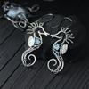 Vintage Silver Diamond Inlaid Seahorse Shaped Earrings Exquisite Alloy Hand Wound Metal Party Shopping Women 'S Earrings Jewelry