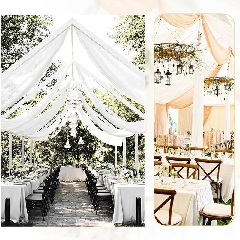 White Ceiling Drapes 5ftx10ft Wedding Arch Fabric Sheer Curtains Chiffon Draping for Weddings Ceremony Birthday Party Decoration