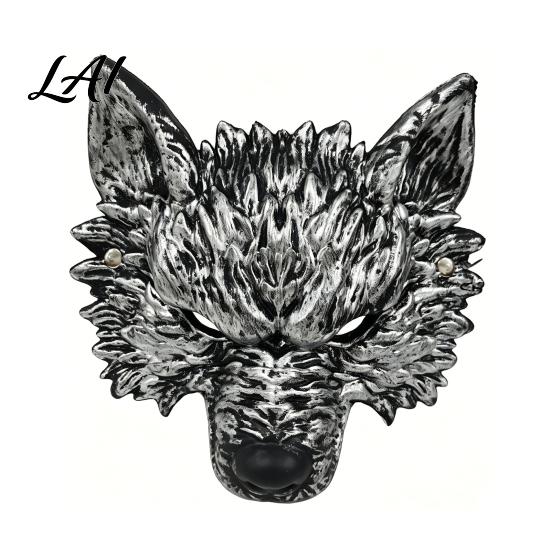 Full Face Wolf Mask for Adults Halloween Mask Embossed Werewolf Cosplay Party Atmospheric Costume Gear Adjustable Strap Animal Adults Trick
