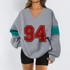Women's Loose And Comfortable Letter V-neck Sportswear Long-sleeved Sweatshirt Daily Matching Clothes