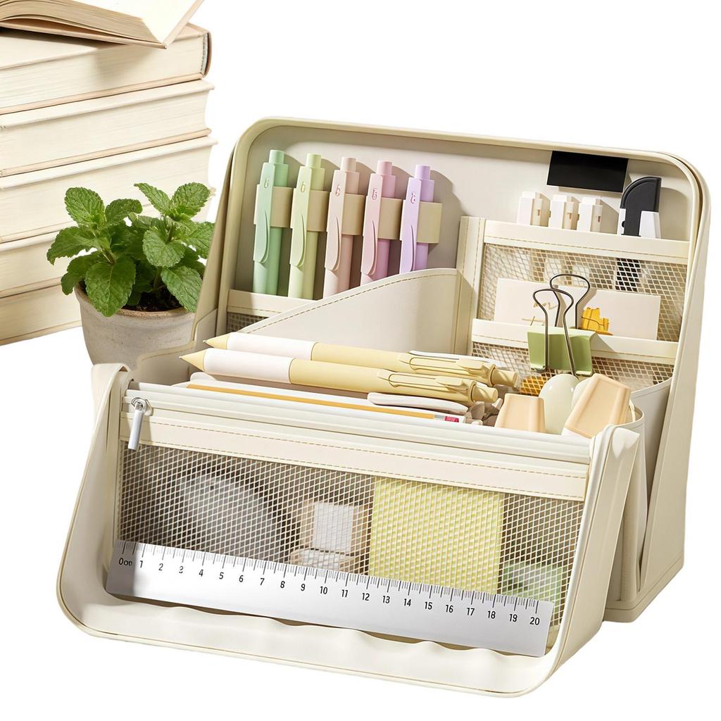 Big Pencil Case Large Capacity Portable Waterproof Organizer with Handle for Girls Stationery Art Drawing Writing Makeup Travel