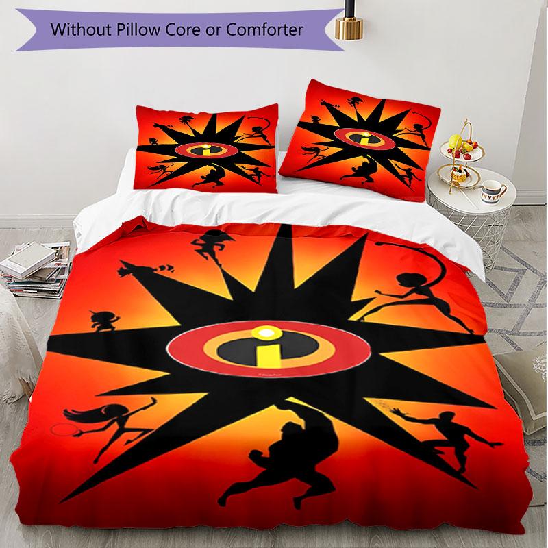 3pcs Duvet Cover Set (1*Duvet Cover + 2*Pillowcase, Without Core), Incredibles Print Soft All‑Season Bedding Set, Home Bedroom Decor Gift