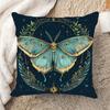 1pc 18x18 Inch Bohemian Moth & Crescent Moon Pillow Cover,Soft Plush Polyester , Machine Washable For Sofa Living Room Office Decor (No Insert), Pillo