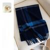 Scarf Women's Autumn and Winter Korean Style Pure Cashmere Scarf Thickened Men's Dark Blue High End Plaid Versatile Couple Scarf