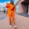 Europäisches & Amerikanisches Mode Damen Locker Buchstaben Druck Reißverschluss Sweatshirt & Hose Set