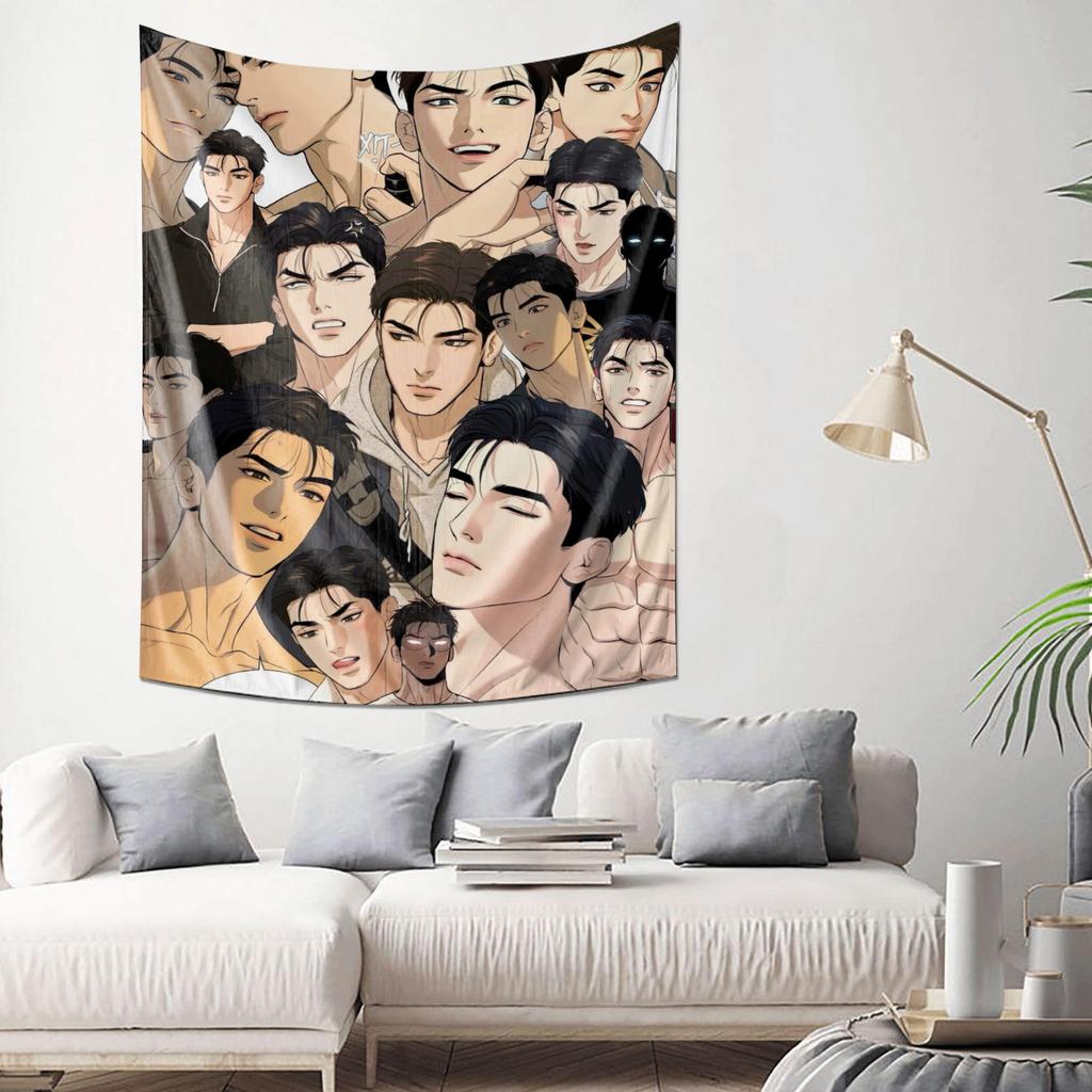 Charming Anime Male Characters Tapestry Unique Art Wall Hanging Fashionable Home Decor