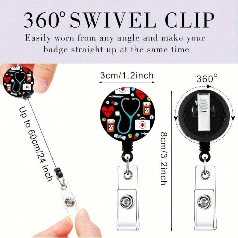 1pc Cute Retractable Badge Reel with Id Card Holder, Key Ring & Clip. Perfect Gift for Nurses and Doctors Back To School