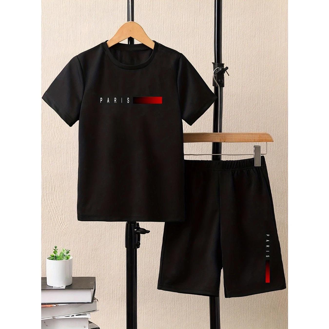 

2025 Summer Youth Set Fashionable Casual Street Trend 3D Printed Comfortable and Sporty Two-piece Set 13-14Y