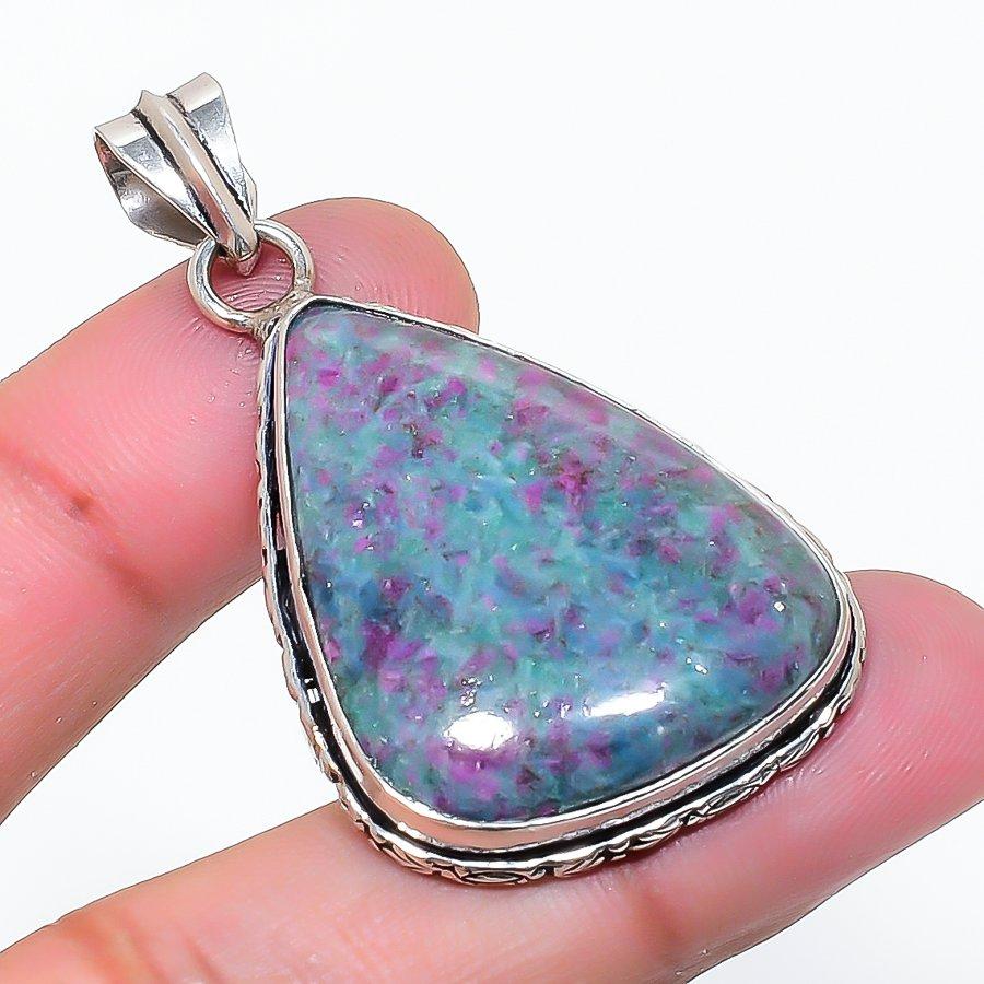 Natural Ruby Fuchsite Gemstone 925 Sterling Silver Jewelry Pendant 1.85 AP-15222