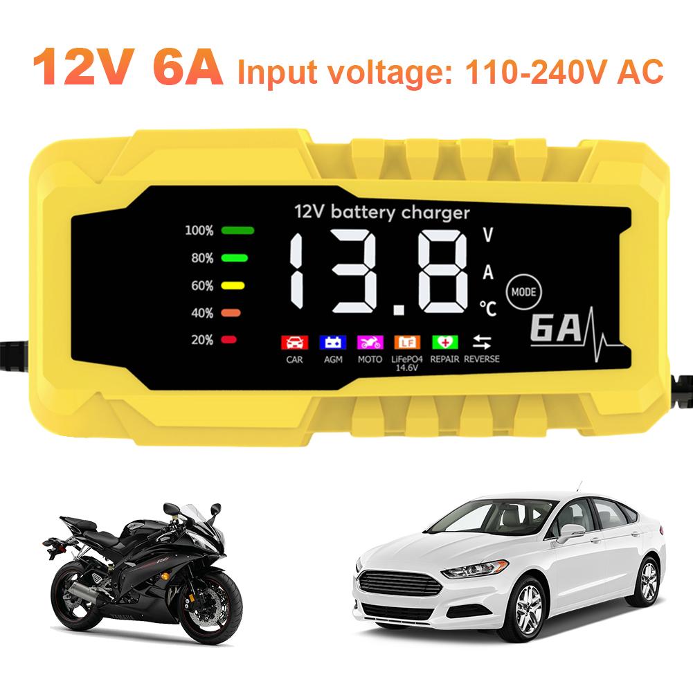 12V 6A Smart Repair Battery Charger LCD Display Smart Fast Charger Car Battery Maintainer Automotive Tools