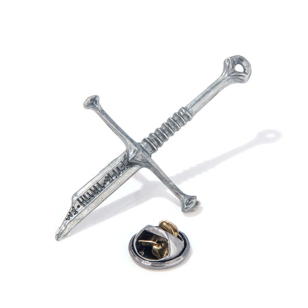 Broken Sword Shaped Brooch Badge, Unisex Personalized Retro Style Jewelry Accessory, Daily Dressing Decoration.