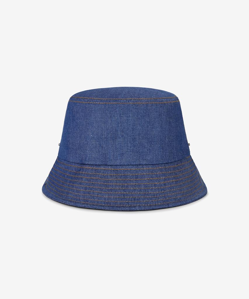 Bajal Va Curved Denim Stitch Detail Bucket Hat Light Indigo