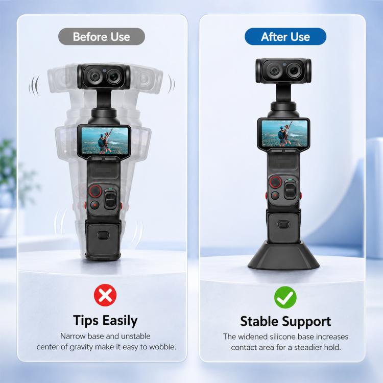 PULUZ Black Silicone Dock Adhesive Desktop Base Bracket for Insta360 Luna Ultra, Anti‑Slip Stable Desktop & In‑Car Camera Support Stand