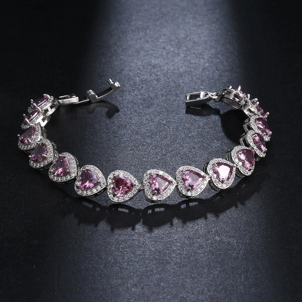 SUGO Elegant Synthetic Purple Zirconia Bracelet , Shiny Fashion Accessory, Perfect Match for Rugby Events, Ladies' Jewelry