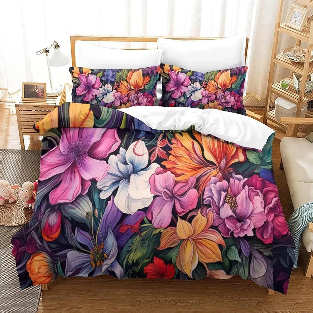 Peony Floral Duvet Cover Luxury Flower Leaves Bedding Set Garden Spring Blossom Comforter Cover Microfiber Botanical Quilt Cover