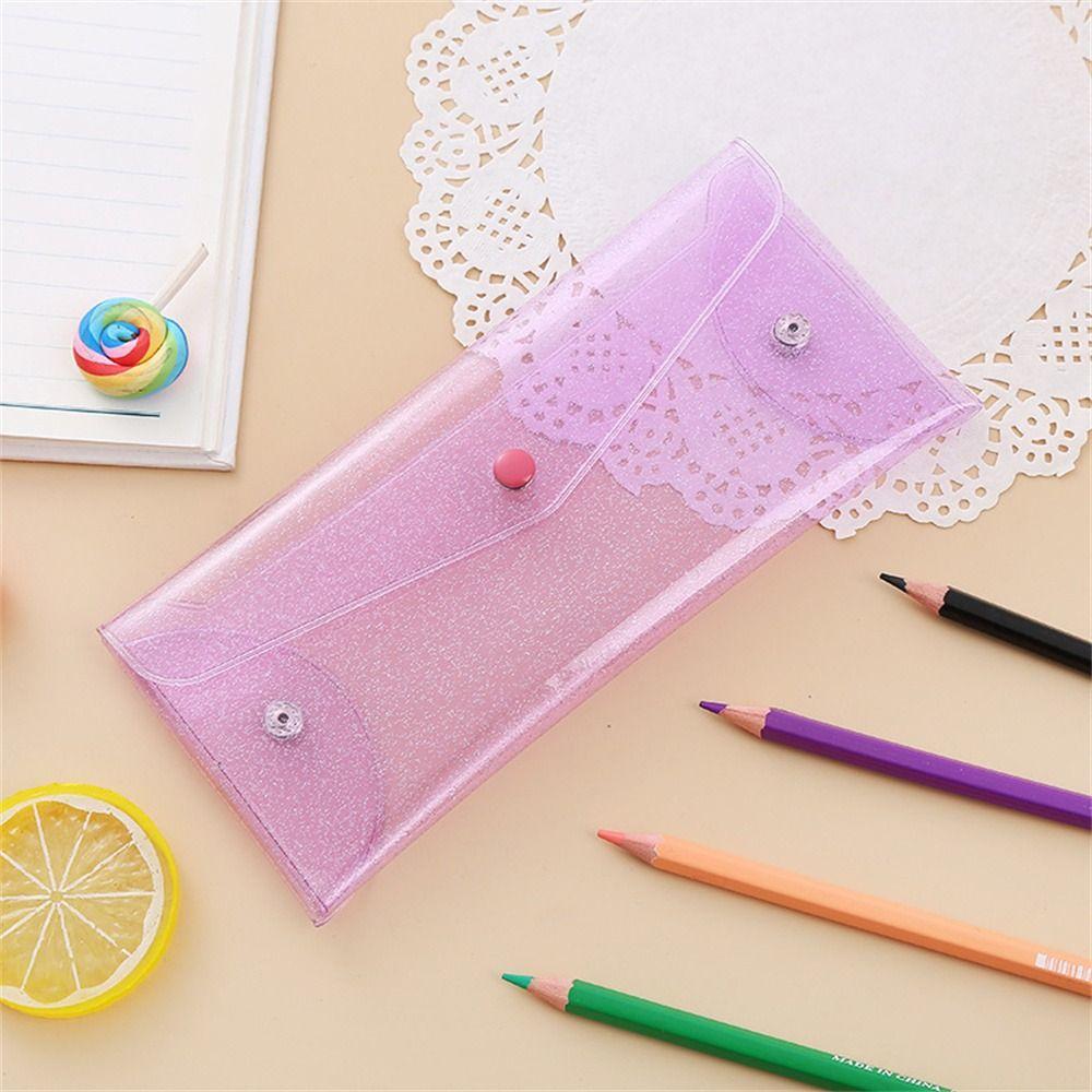 Glitter PVC Pencil Bags Waterproof Stationary Organizer Pencil Case Desk Accessoriesback