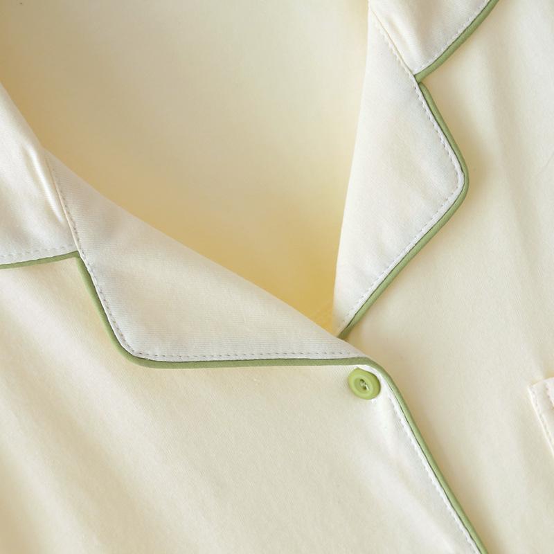 Women's Plus Size Knit Cotton Cardigan Pajama Set - Long Sleeve, Soft Homewear for Spring and Autumn