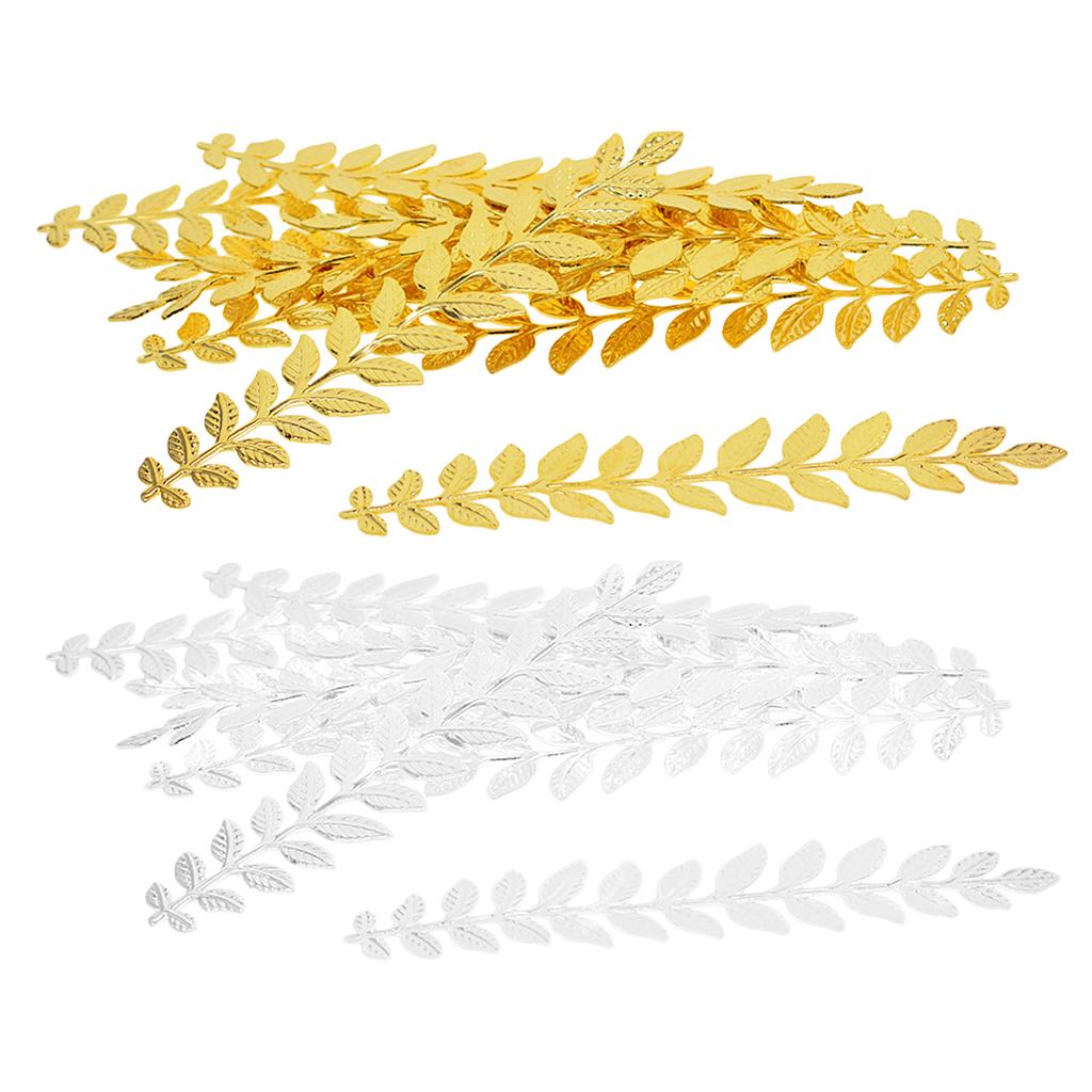 20 peças em formato de ramo de folha longa joias fazendo descobertas 120 mm prata/dourado