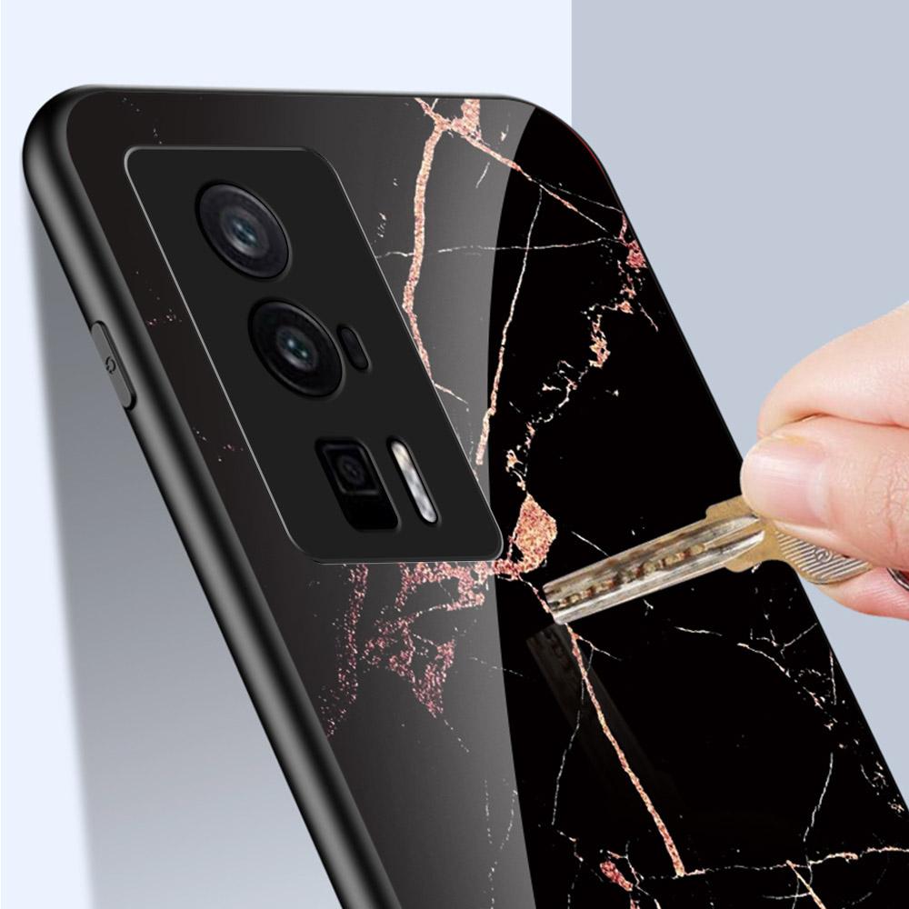 Schutzhülle aus gehärtetem Glas, PC und TPU mit Marmormuster für Xiaomi Poco F5 Pro 5G/Redmi K60 Pro 5G/K60 5G