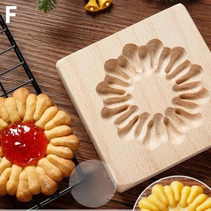 Holz 3D Weihnachtsplätzchen Ausstecher Keksausstecher Formen Prägeform für Kuchen und Kekse Presse