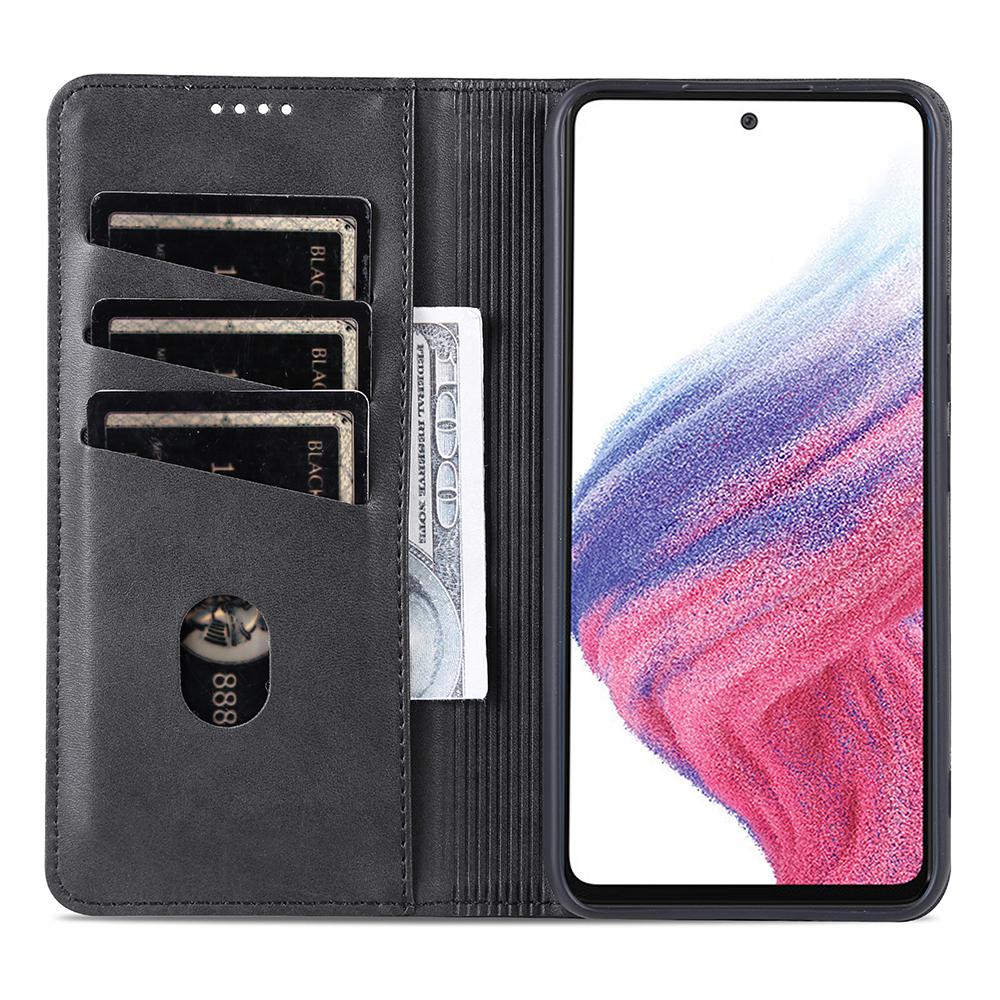 

AZNS Anti-fall Phone Case For Samsung Galaxy A54 5G,Stand Wallet Cowhide Texture PU Leather Magnetic Auto-absorbed Folio Flip Phone Cover Black