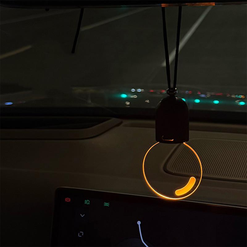 Car Rearview Mirror Pendant Decor Flat Acrylic Retro Light Bulb Atmosphere Ambient Light Interior Decoration For Car 1/2Pcs