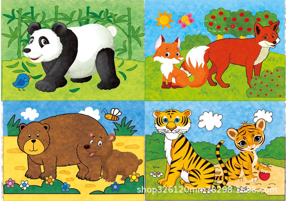 Children s Educational Wooden Four-in-One Jigsaw Puzzle for Early Learning