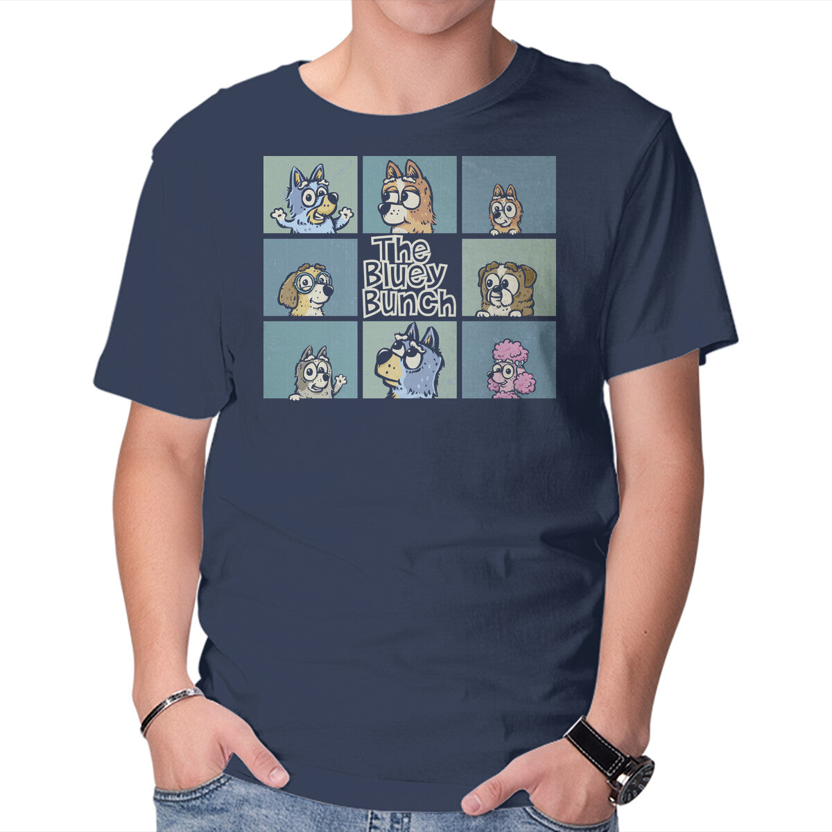 Unisex Crew Neck T-Shirt The Bluey Bunch Graphic Short Sleeve Casual Tee S