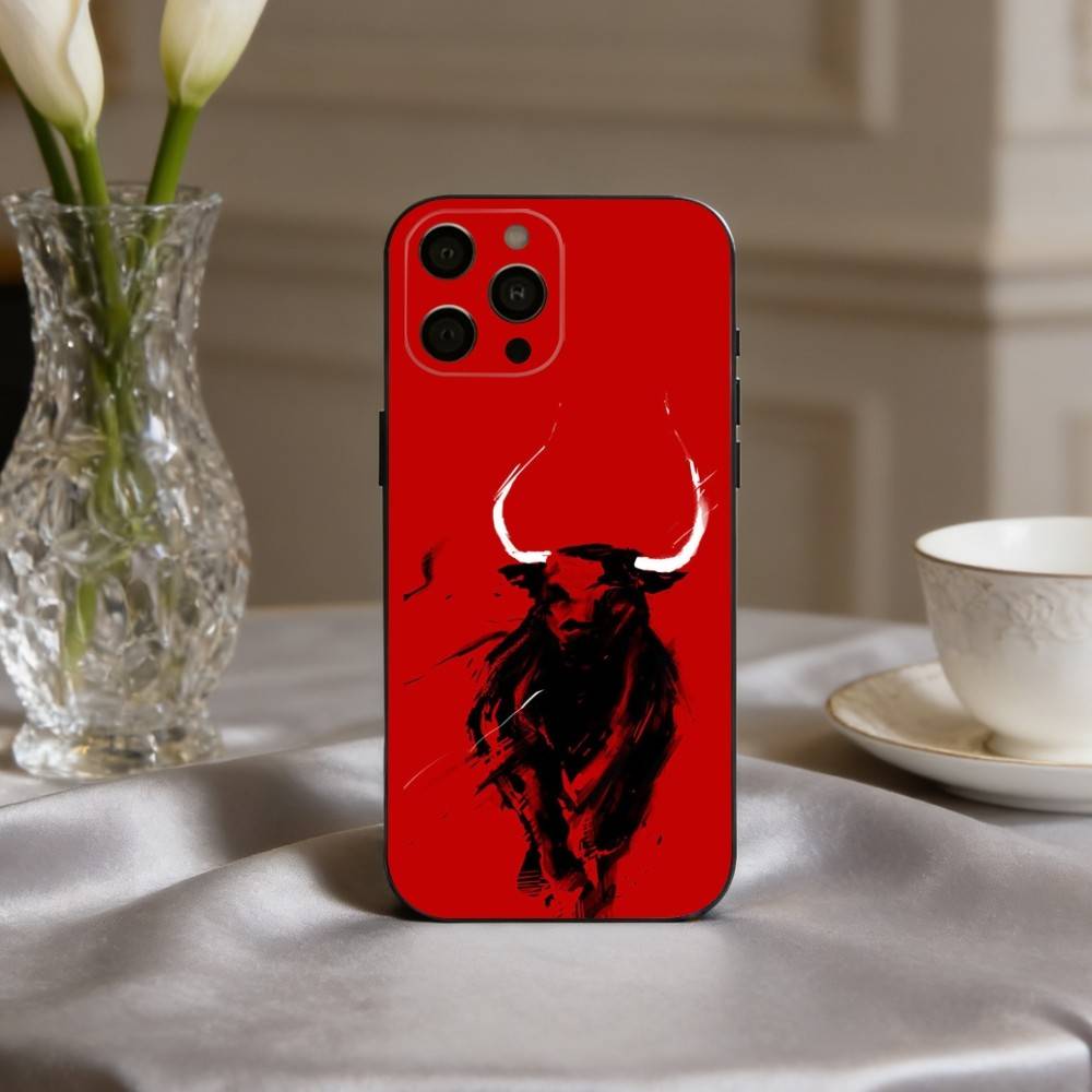 

B-Bullfight Bull F-Fighter M-Matador Phone Case For iPhone 17,16,15,14,13,12,11 Plus,Pro Max,XS,Soft Silicone Black Cover iPhone14Plus