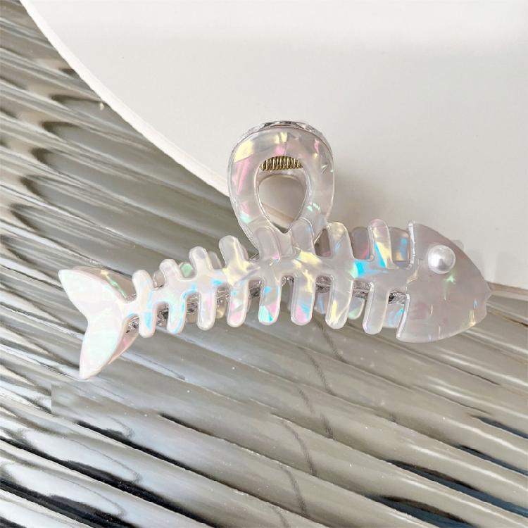 Nacreous Fish Bone Hair Clip Slip Resistant Design Lightweight Hairpin For Women Girls Soft Feel Wear