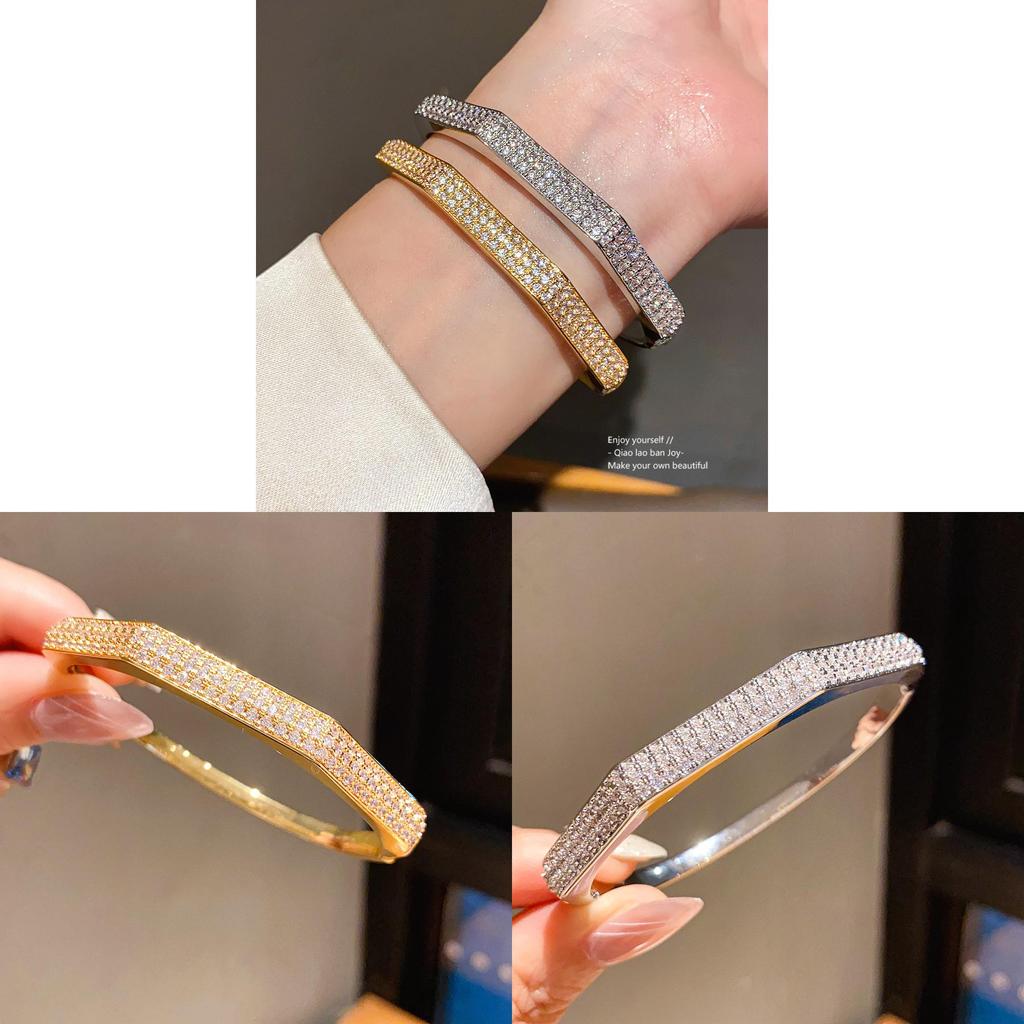 Copper Metal Zircon Clasp Bracelet With Luxury Finish For Formal And Casual Outfits