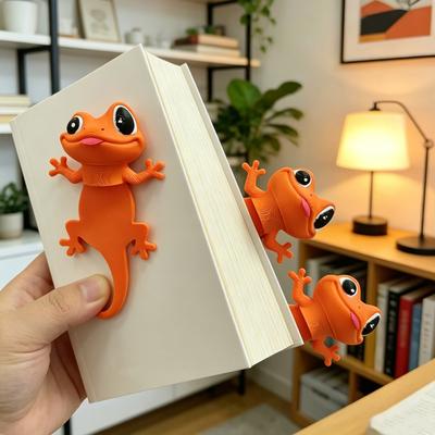Lustiger Gecko Lesezeichen Seitenclip Lesezeichen für 3D-gedruckte Eidechse Neuheit Tier Leser