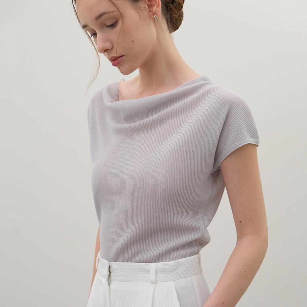 MOMET Needs Draping Sleeve Knit Blue Grey