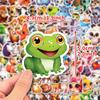 100 Cute Hand-Painted Big-Eyed Animals Pp Waterproof Stickers Elephant Cat Frog Do Not Repeat Decorative Stickers