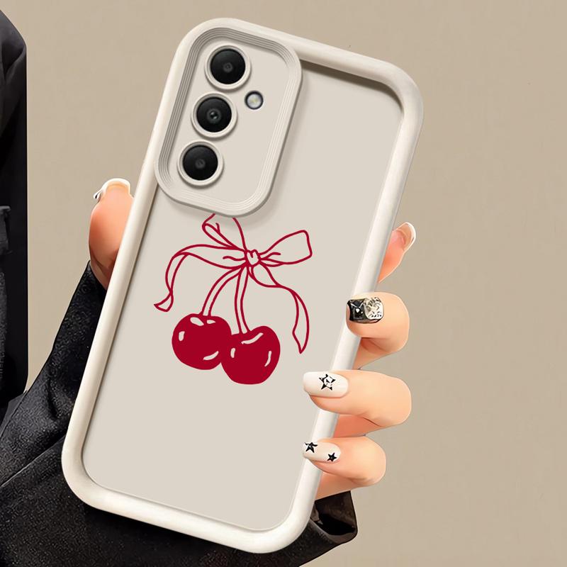 Handyhülle für Samsung Galaxy A55 A52 A33 Hüllen A24 A15 A12 A23 A22 5G A54 A52s A53 A14 funda Abdeckung Cartoon Einfache Kirschfrucht