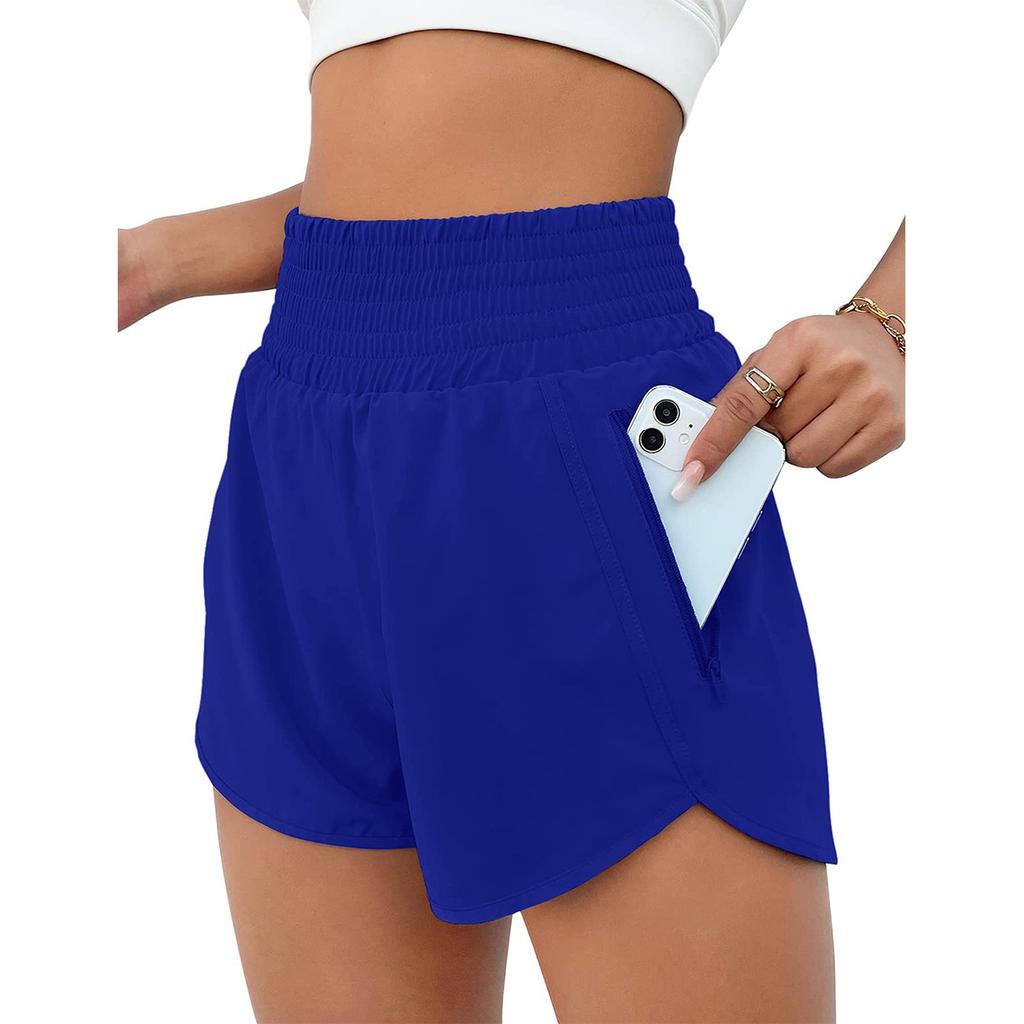 Pocket Quick-drying Naked Yoga Shorts Double-layer Anti-light High Waist Three-point Fitness