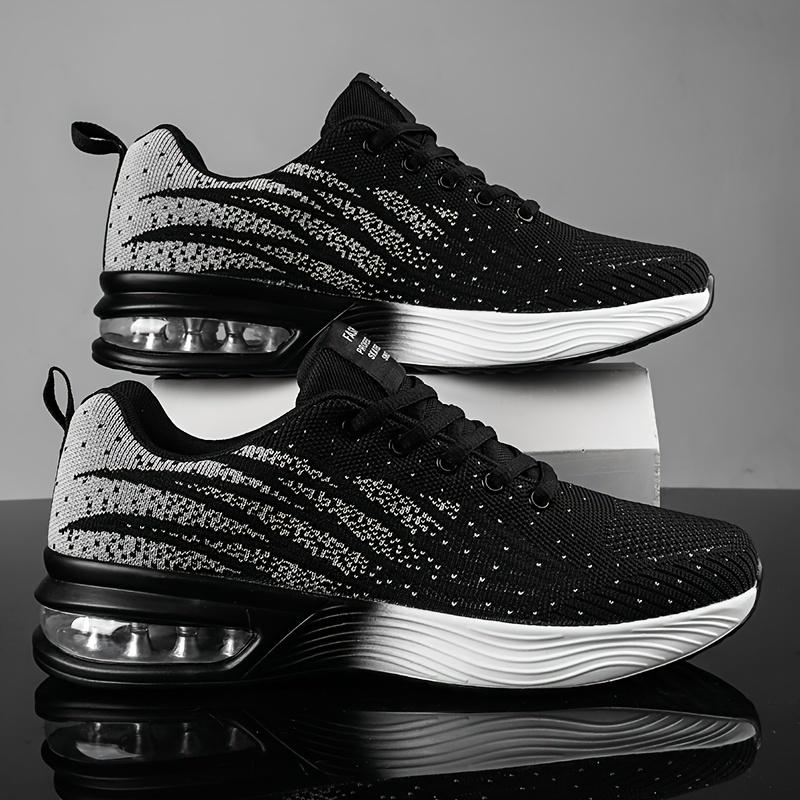 Herrenschuhe, Fliegende Strickschuhe, Laufschuhe, Niedrig geschnittene Mesh-Oberfläche mit Luftpolster, Leichte lässige Walking-Sportschuhe