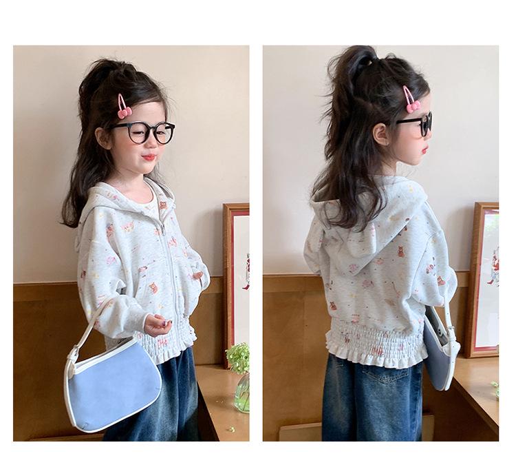 2025 Girls' Floral Hooded Cardigan - Spring/Autumn Sweatshirt for Kids