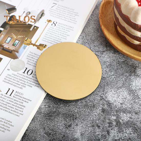 6-teiliges goldfarbenes Untersetzer-Set aus Edelstahl mit Halter, moderner Spiegel-Getränkeuntersetzer, runde Tassenmatten für Kaffeebar und Esstisch
