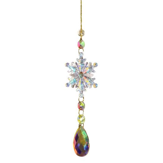 4Pcs/Sets Snowflake Faux Crystal Sun Catcher Decoration Indoor Outdoor Garden Window Hanging Prism Rainbow Maker Ornament Christmas Pendant